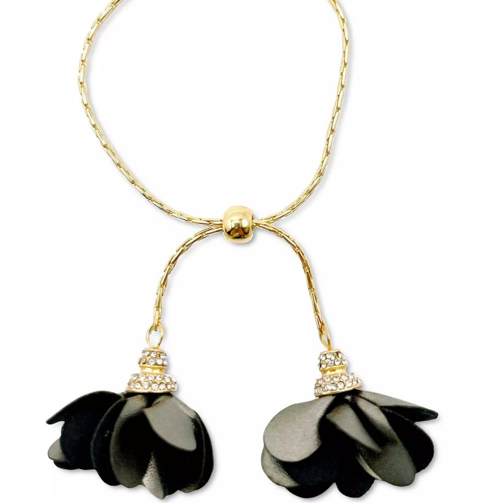 Inc International Concepts Imitation Pearl & Fabric Flower Bolo Bracelet